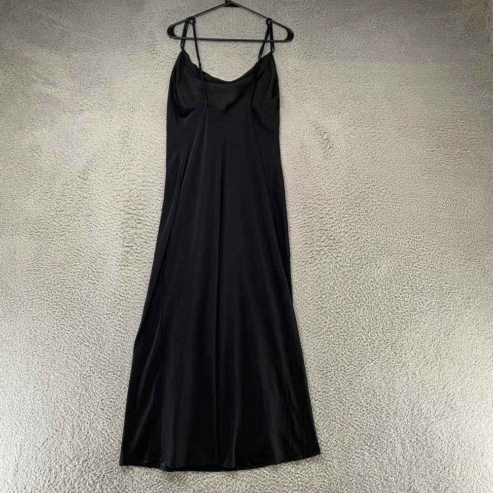 Abercrombie & Fitch Slip Maxi Dress Womens Medium Black Cowl Neck Satin Formal